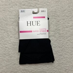 HUE Tights Womens Size 4 Black Super Opaque Control Top Perfit Technology 9001
